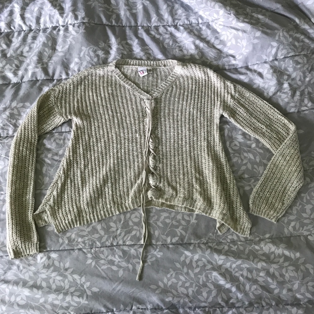 Macy’s OhMG! Lace Up Front Knit Sweater Size M